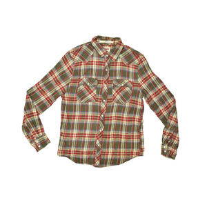 Levi's Modern Fit Plaid Flannel Button Down Shirt Size M Western Green Cotton